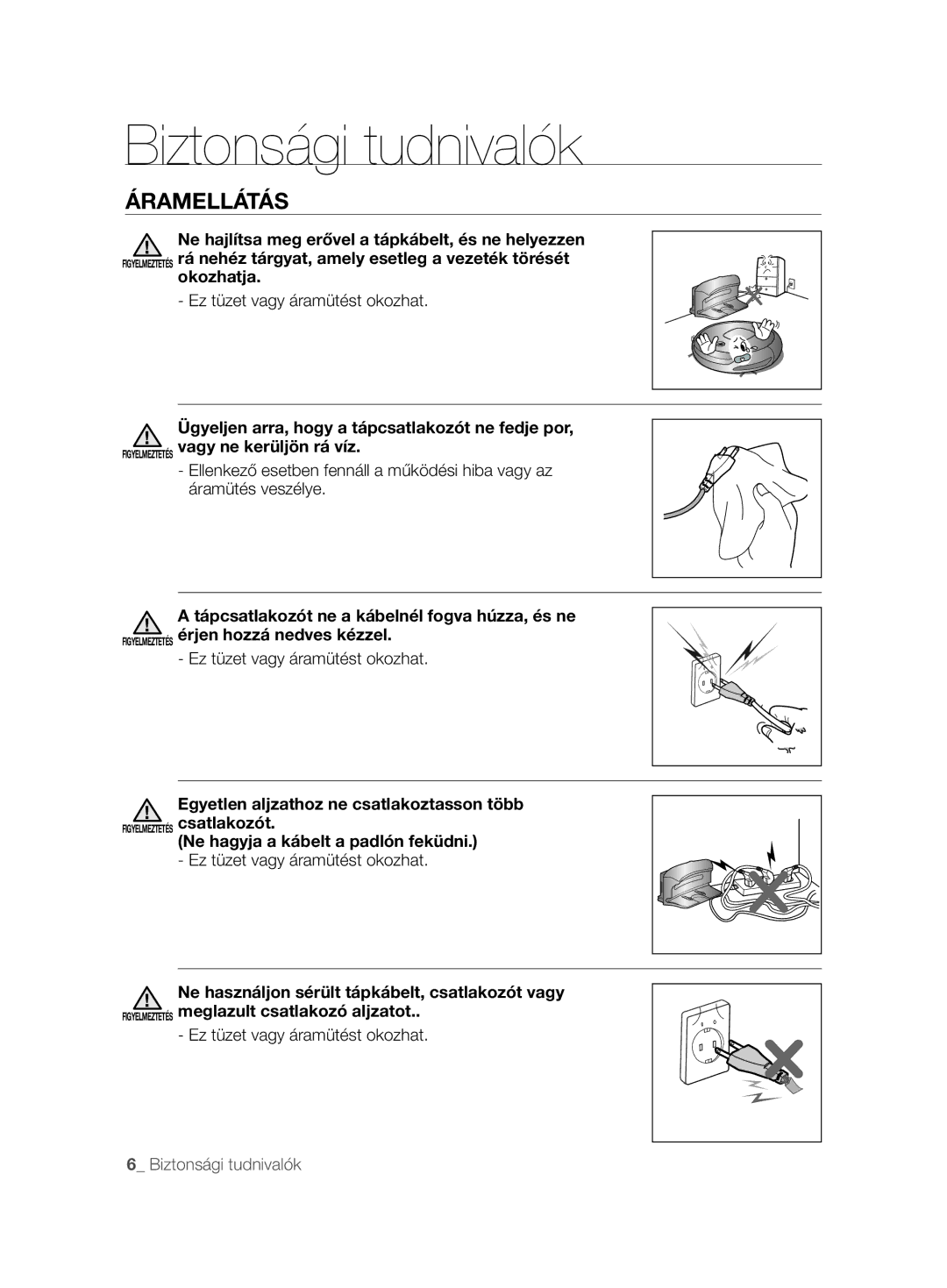 Samsung VCR8895L3B/XAG, VCR8895L3A/XEO, VCR8895L3A/XET, VCR8895L3A/XEF manual Áramellátás, Ez tüzet vagy áramütést okozhat 