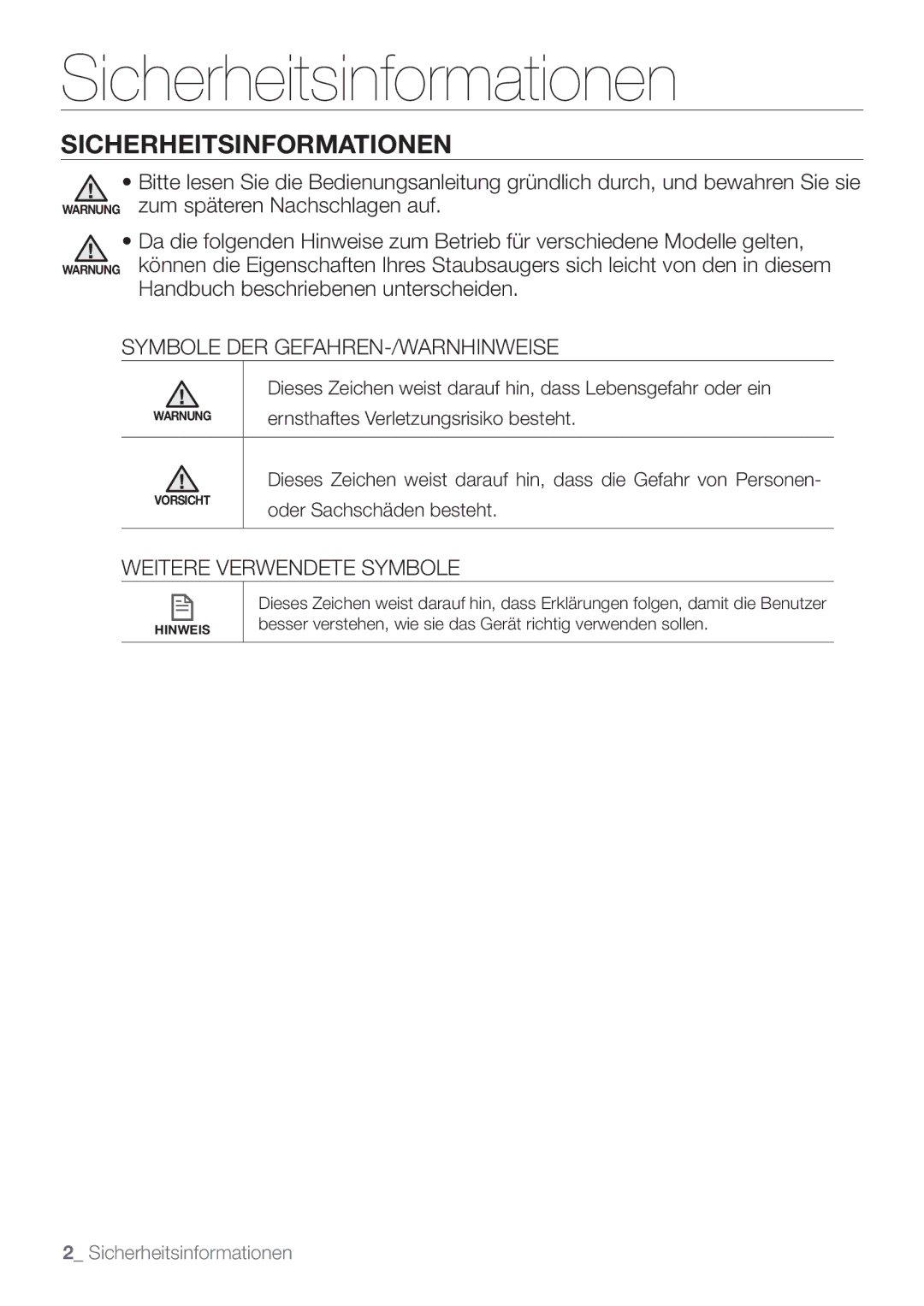 Samsung VCR8895L3A/XEF manual Sicherheitsinformationen, Dieses Zeichen weist darauf hin, dass Lebensgefahr oder ein 