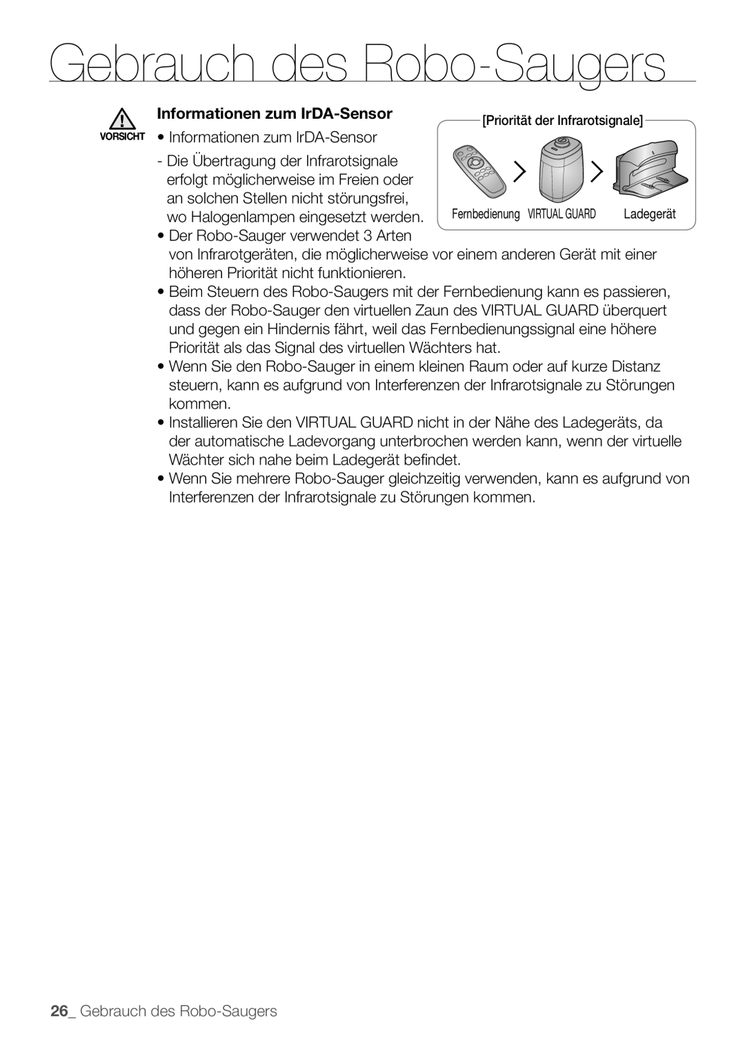 Samsung VCR8895L3A/XEF, VCR8895L3A/XEO manual Vorsicht Informationen zum IrDA-Sensor, Wo Halogenlampen eingesetzt werden 