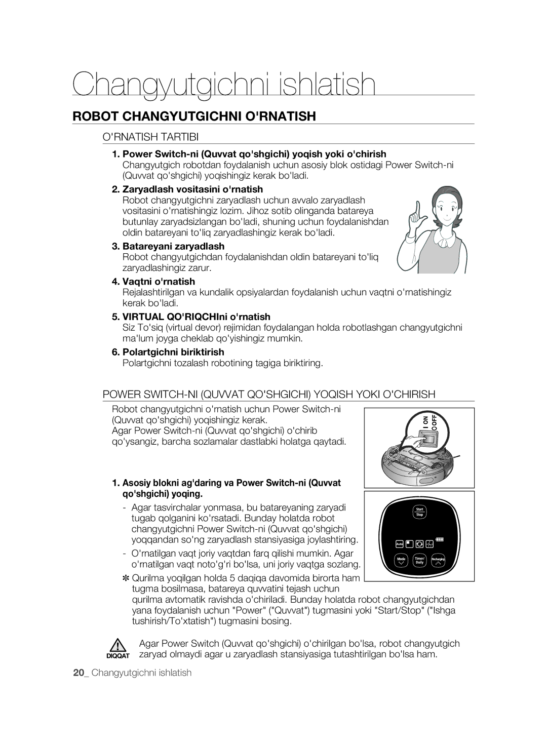 Samsung VCR8895L3A/XEO, VCR8895L3A/XEV manual Changyutgichni ishlatish, Robot Changyutgichni Ornatish, Ornatish Tartibi 