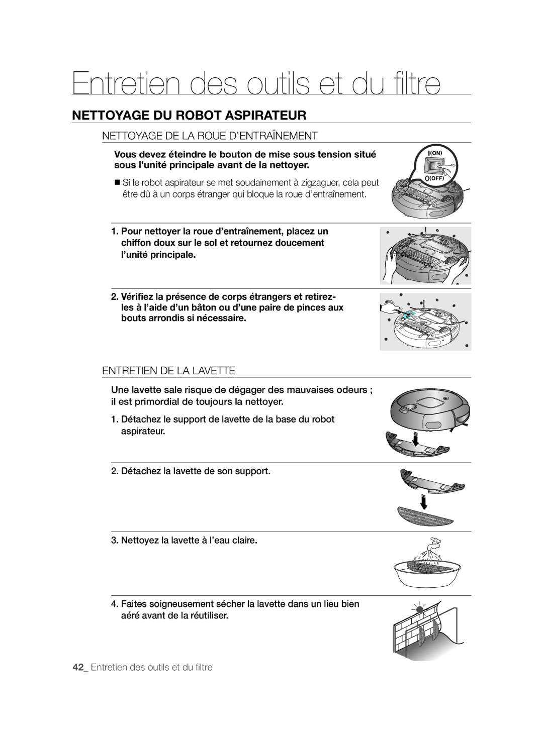 Samsung VCR8897L3R/XEG manual Nettoyage DE LA Roue D’ENTRAÎNEMENT, Entretien DE LA Lavette 