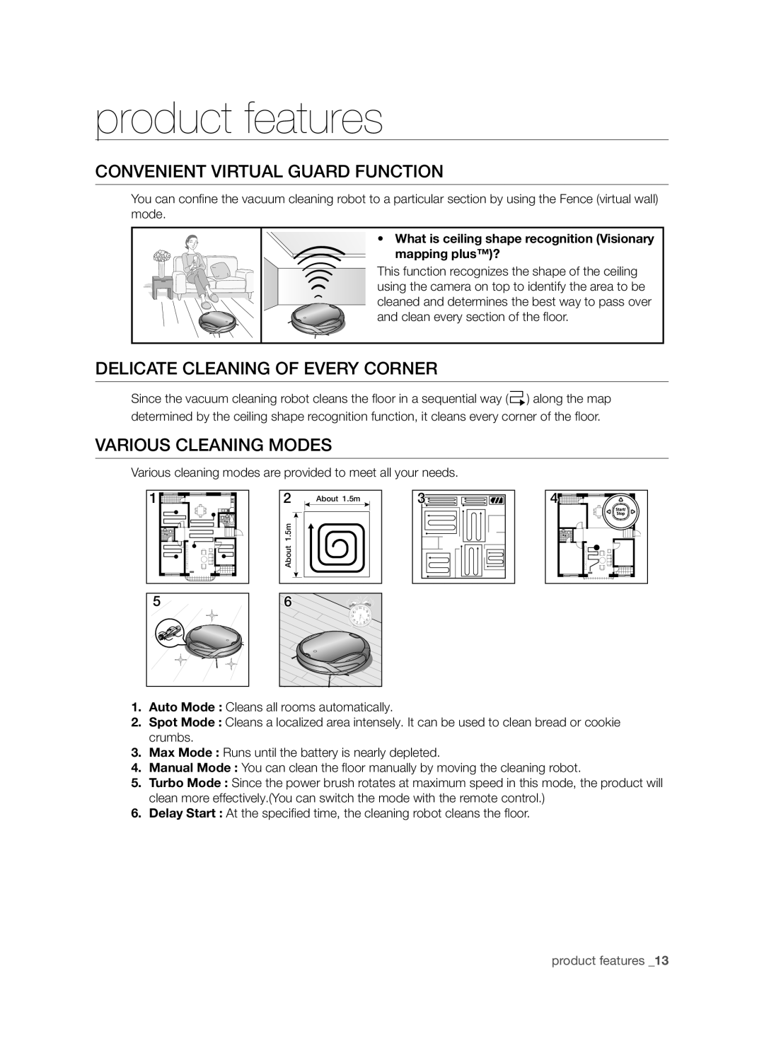 Samsung VCR8930L3R/XEE manual Product features, Convenient Virtual Guard Function, Delicate Cleaning of Every Corner 