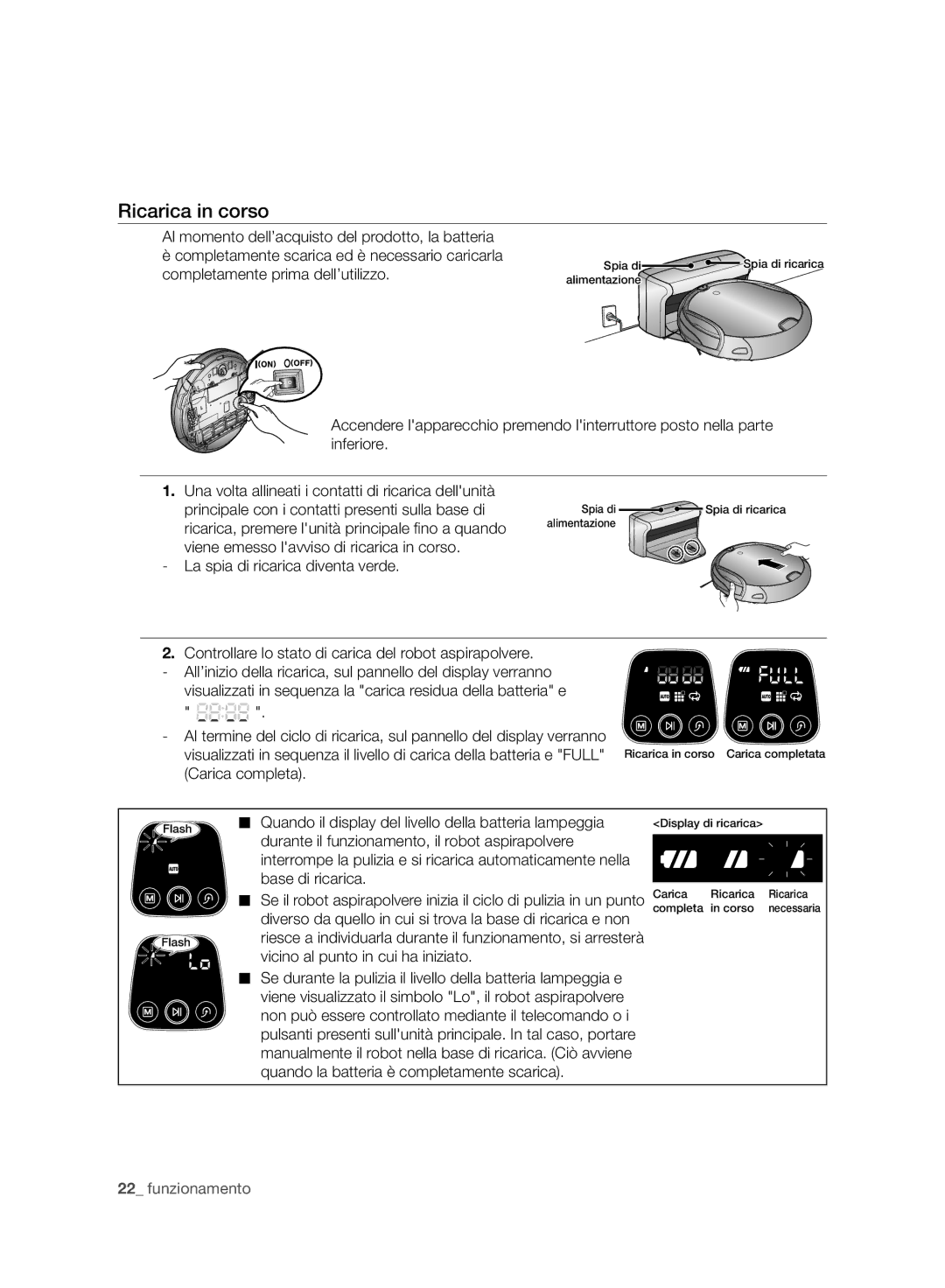 Samsung VCR8930L3R/XET, VCR8930L3R/XEE manual Ricarica in corso, La spia di ricarica diventa verde 