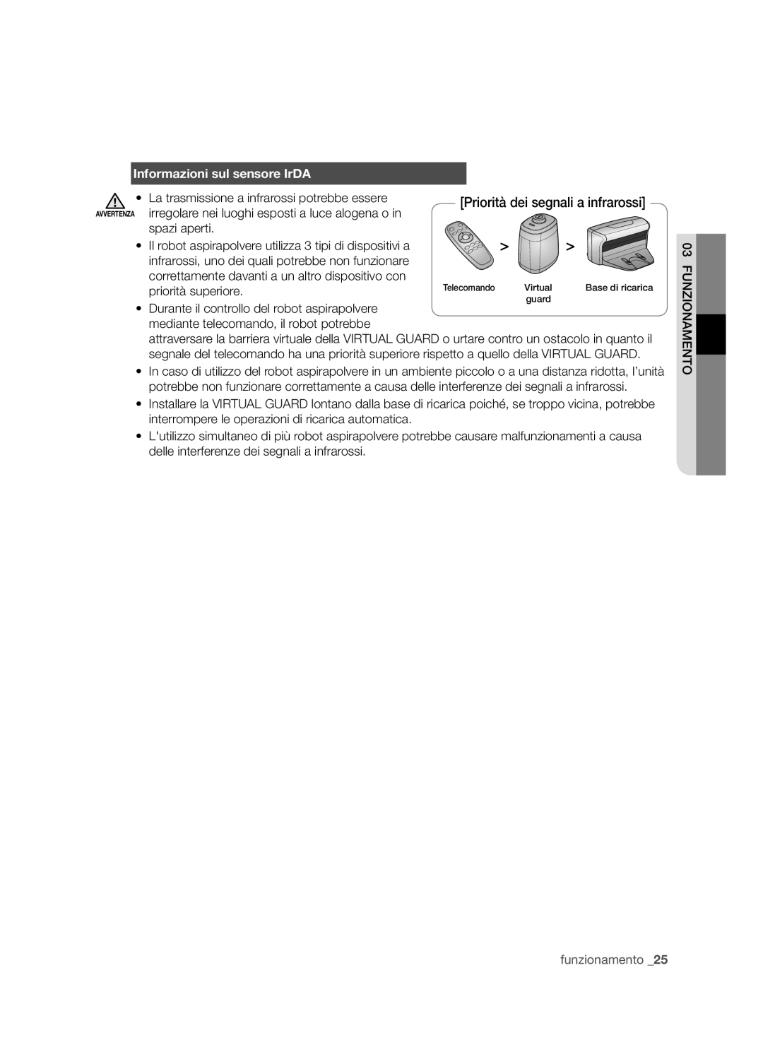 Samsung VCR8930L3R/XEE, VCR8930L3R/XET manual Informazioni sul sensore IrDA, Priorità superiore 