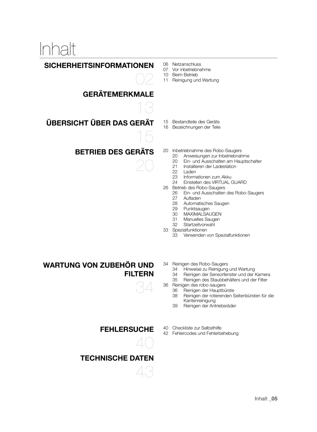 Samsung VCR8930L3R/XEE, VCR8930L3R/XET manual Inhalt, Betrieb DES Geräts 