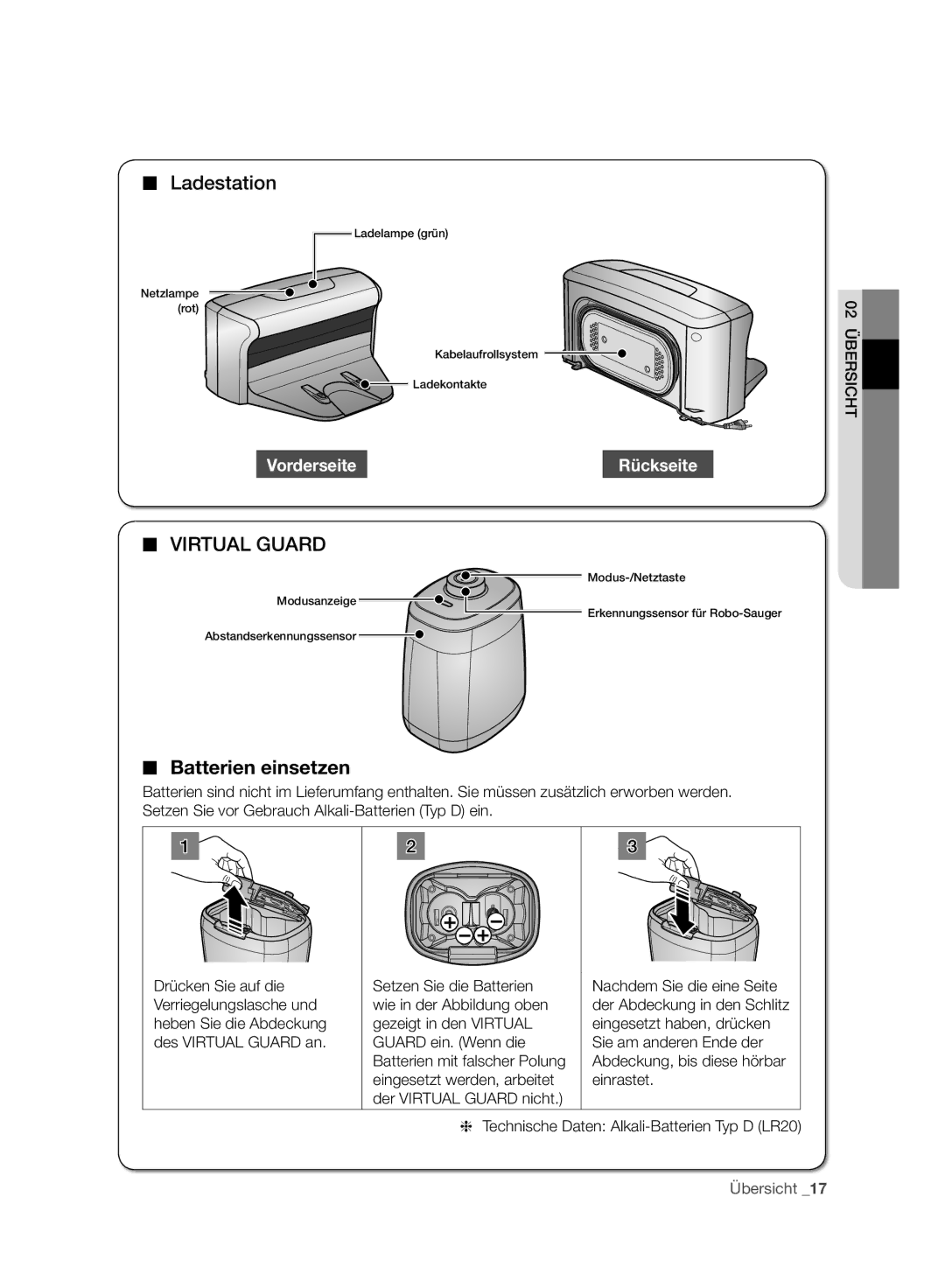 Samsung VCR8930L3R/XEE, VCR8930L3R/XET manual Batterien einsetzen 