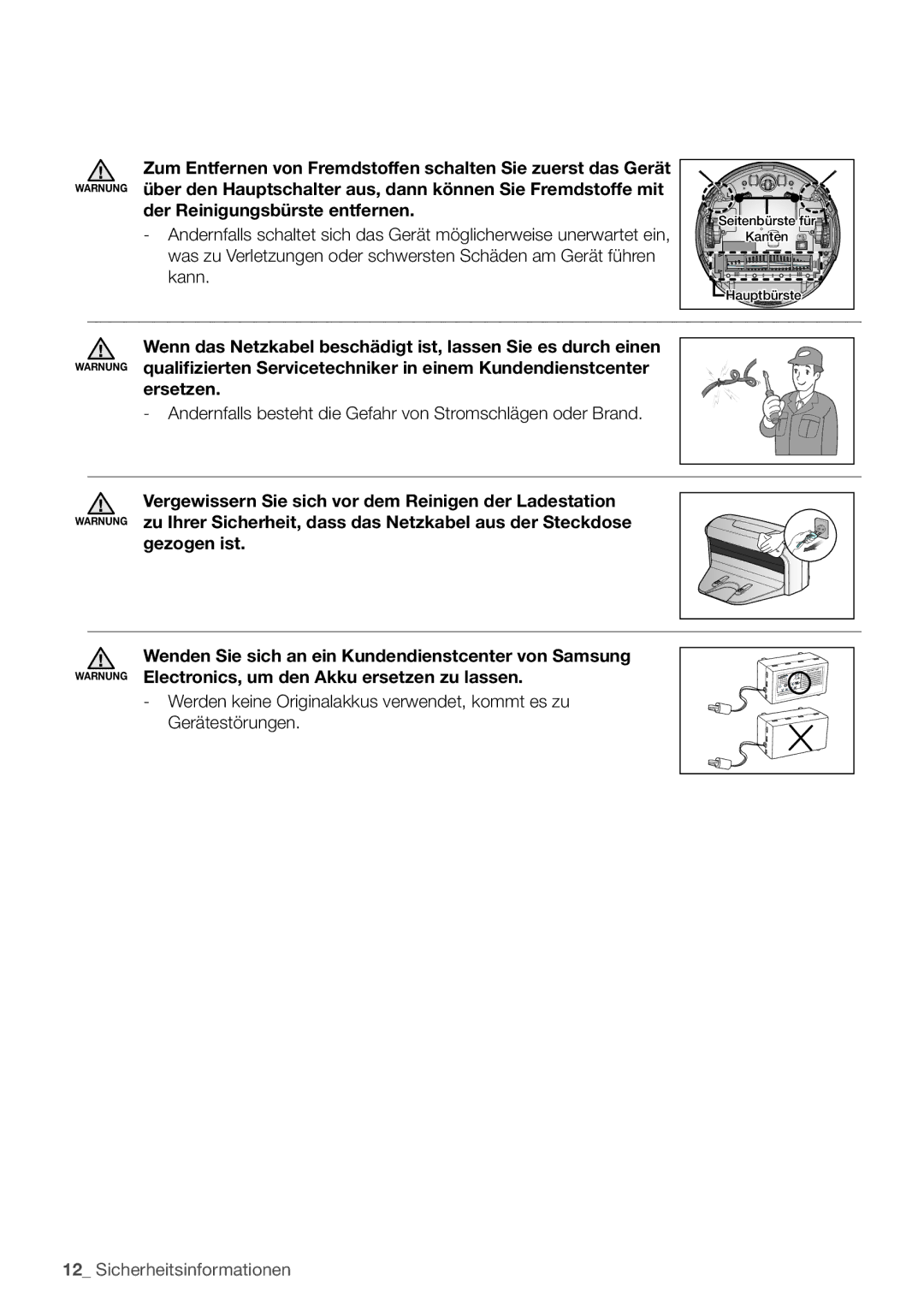 Samsung VCR8930L3S/XEG manual Der Reinigungsbürste entfernen, Ersetzen, Gezogen ist 