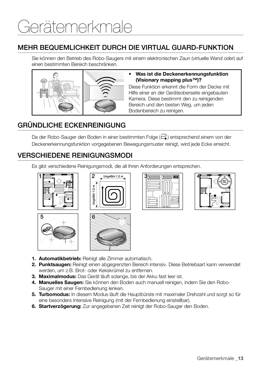 Samsung VCR8930L3S/XEG manual Gerätemerkmale, Gründliche Eckenreinigung 