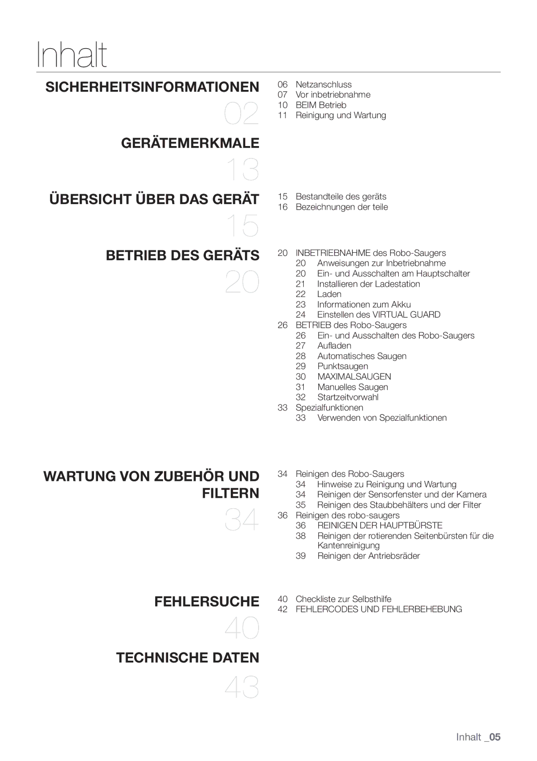 Samsung VCR8930L3S/XEG manual Inhalt, Filtern 