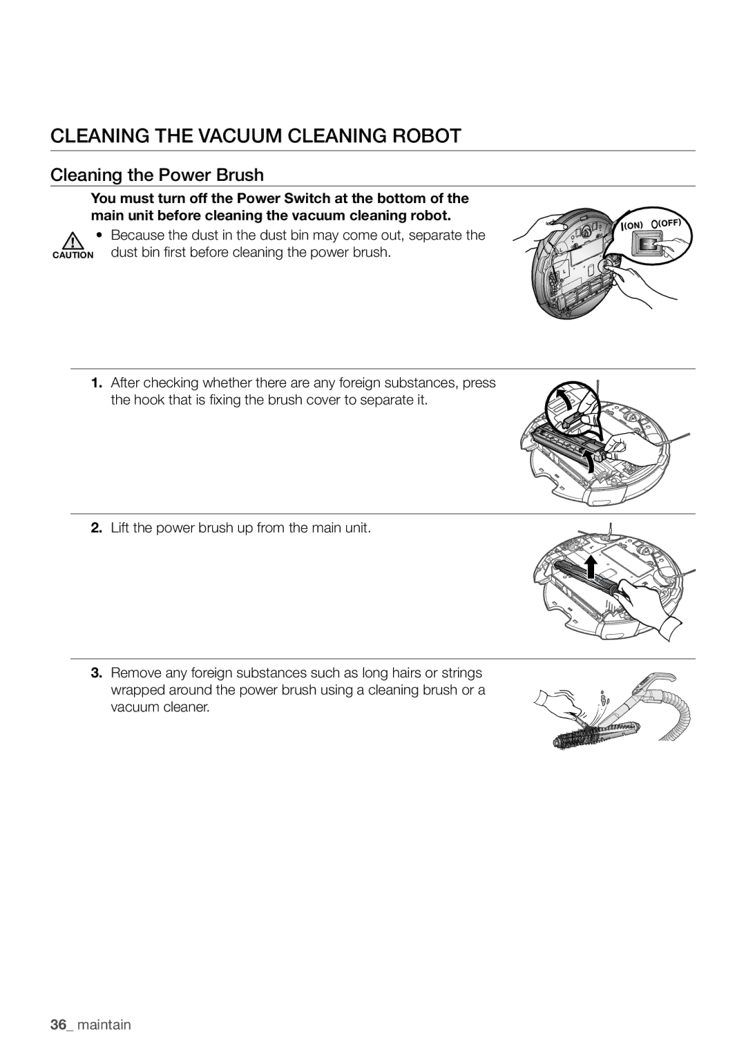 Samsung VCR8930L3S/XEG manual Cleaning the Power Brush 