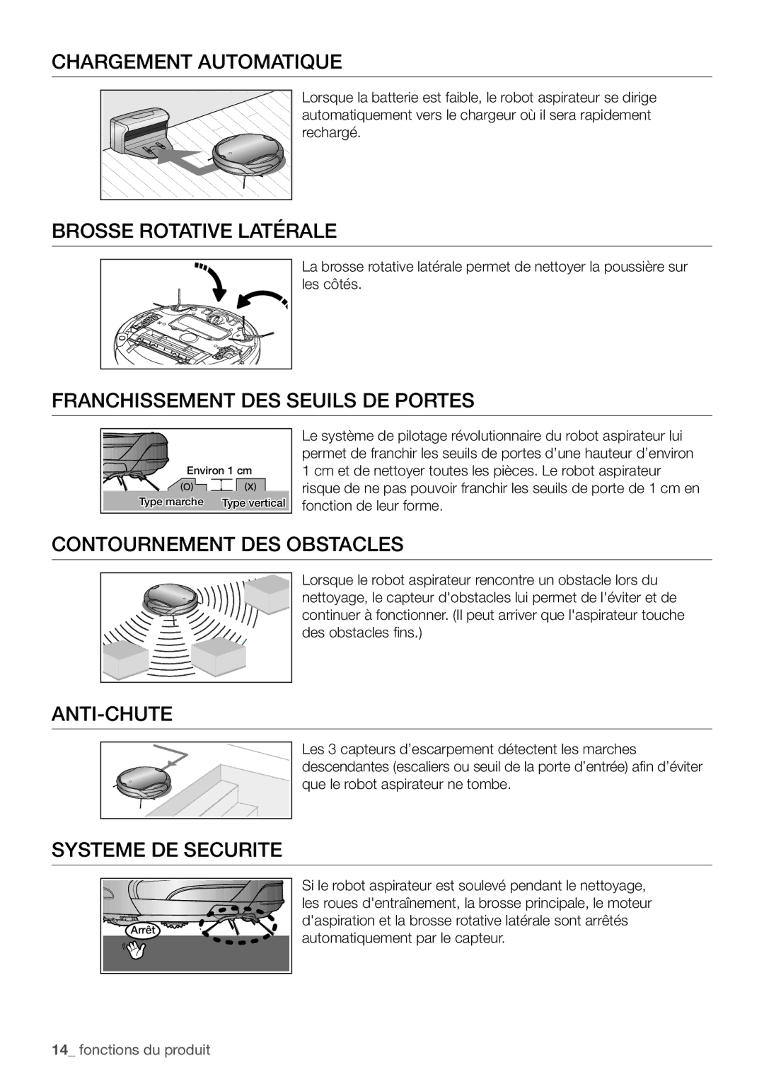 Samsung VCR8939L3S/XEF manual Franchissement des seuils de portes, Contournement des obstacles 