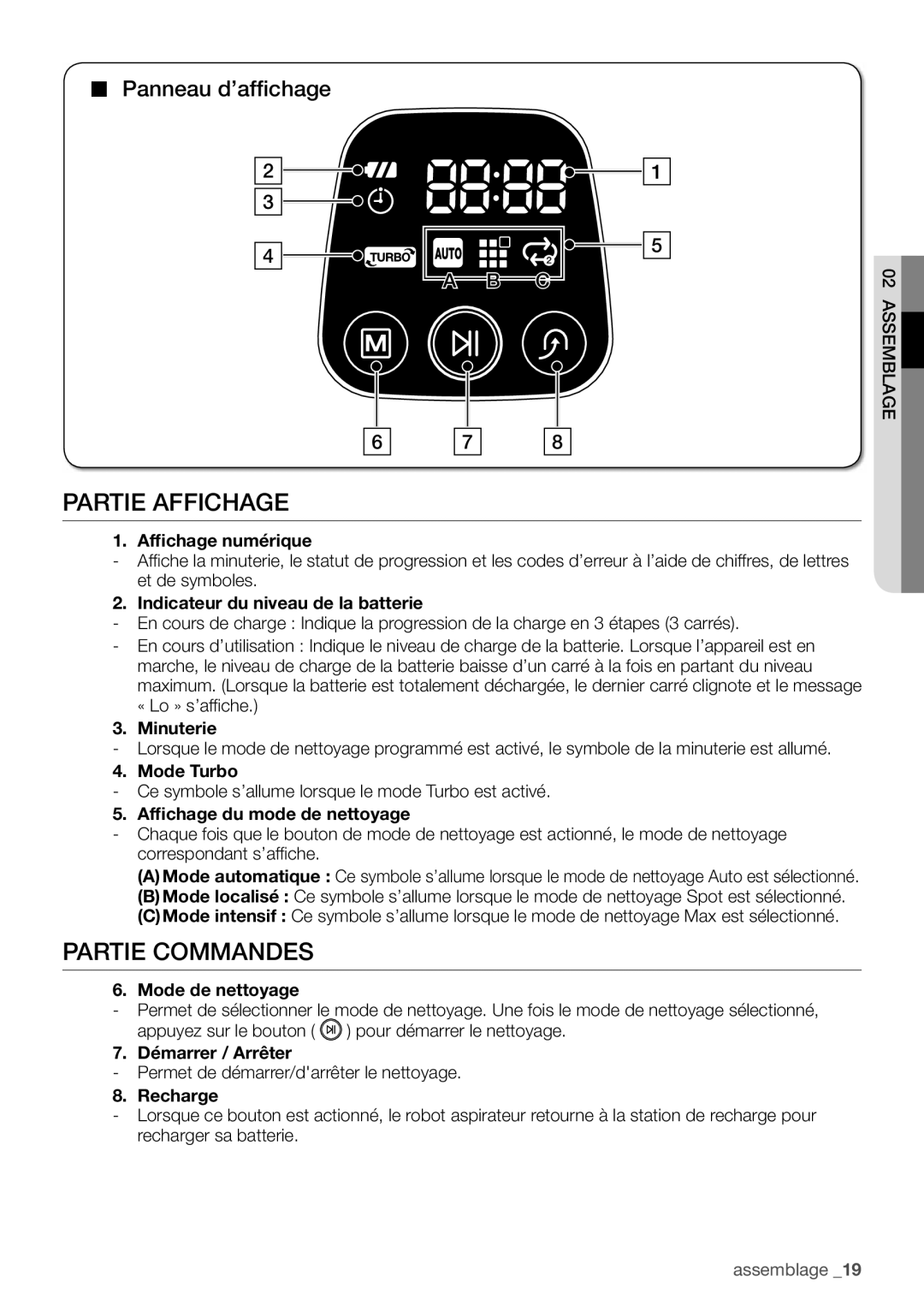 Samsung VCR8939L3S/XEF manual Panneau d’affichage 