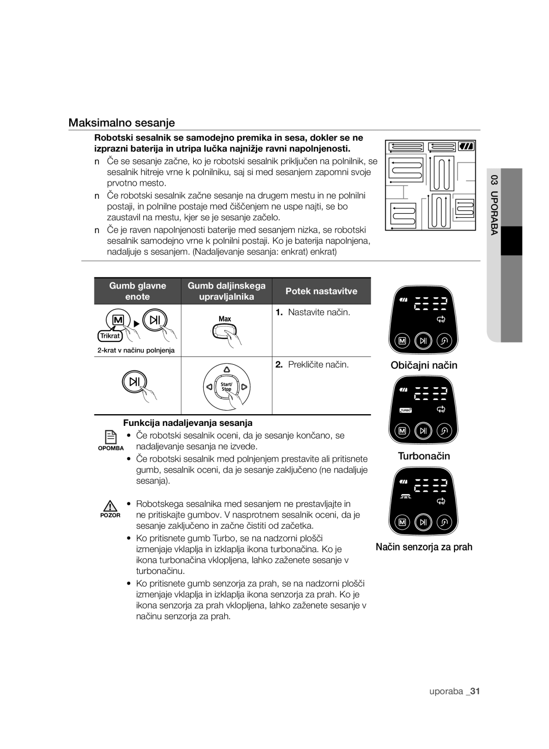 Samsung VCR8940L3R/XET manual Maksimalno sesanje, Prekličite način 