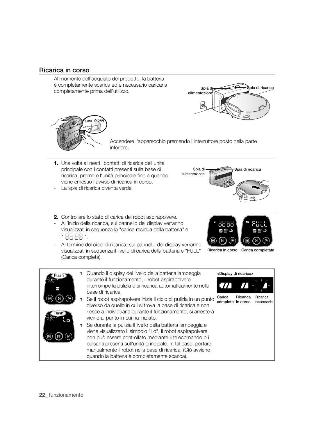 Samsung VCR8940L3R/XET manual Ricarica in corso, La spia di ricarica diventa verde 