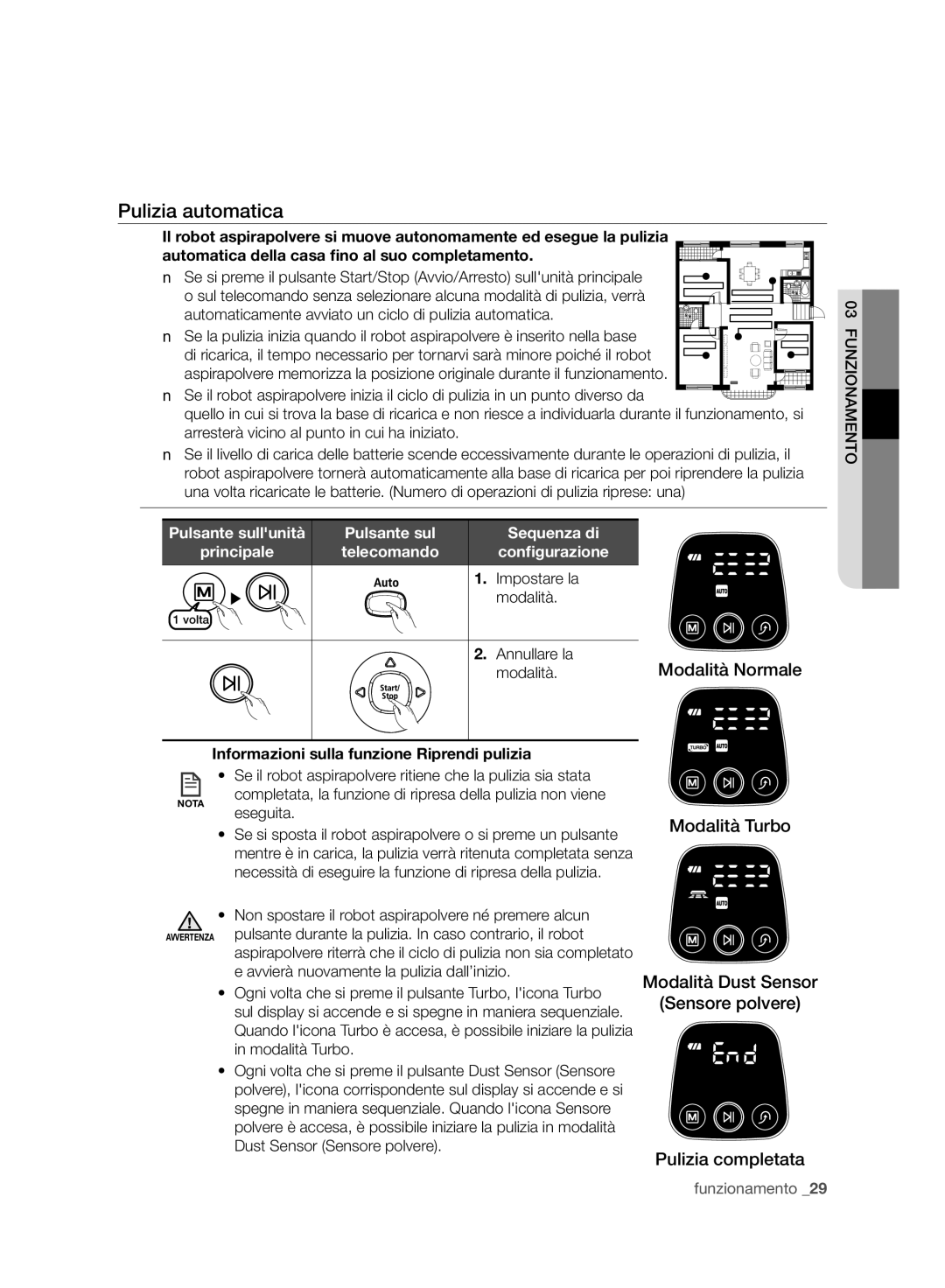 Samsung VCR8940L3R/XET manual Pulizia automatica, Sequenza di, Impostare la, Modalità 