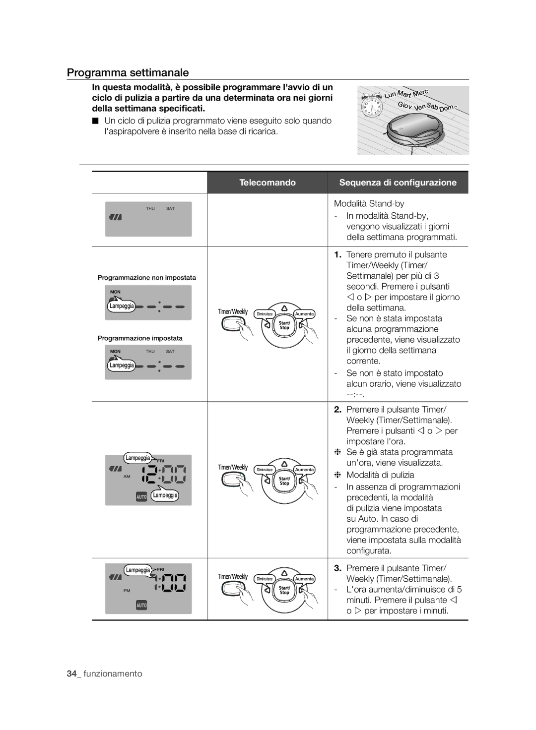 Samsung VCR8940L3R/XET manual Programma settimanale 