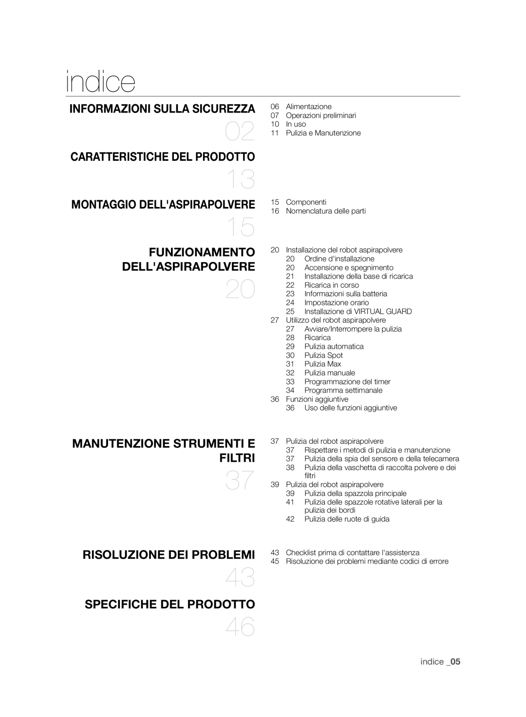 Samsung VCR8940L3R/XET manual Indice, Informazioni Sulla Sicurezza 