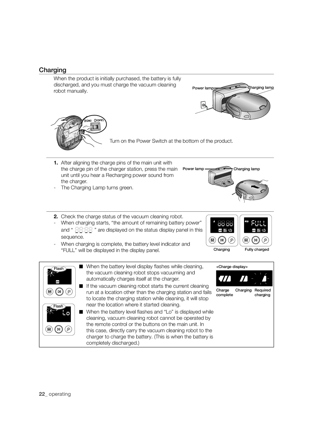 Samsung VCR8950L3B/XEF, VCR8950L3B/SML manual Charging 