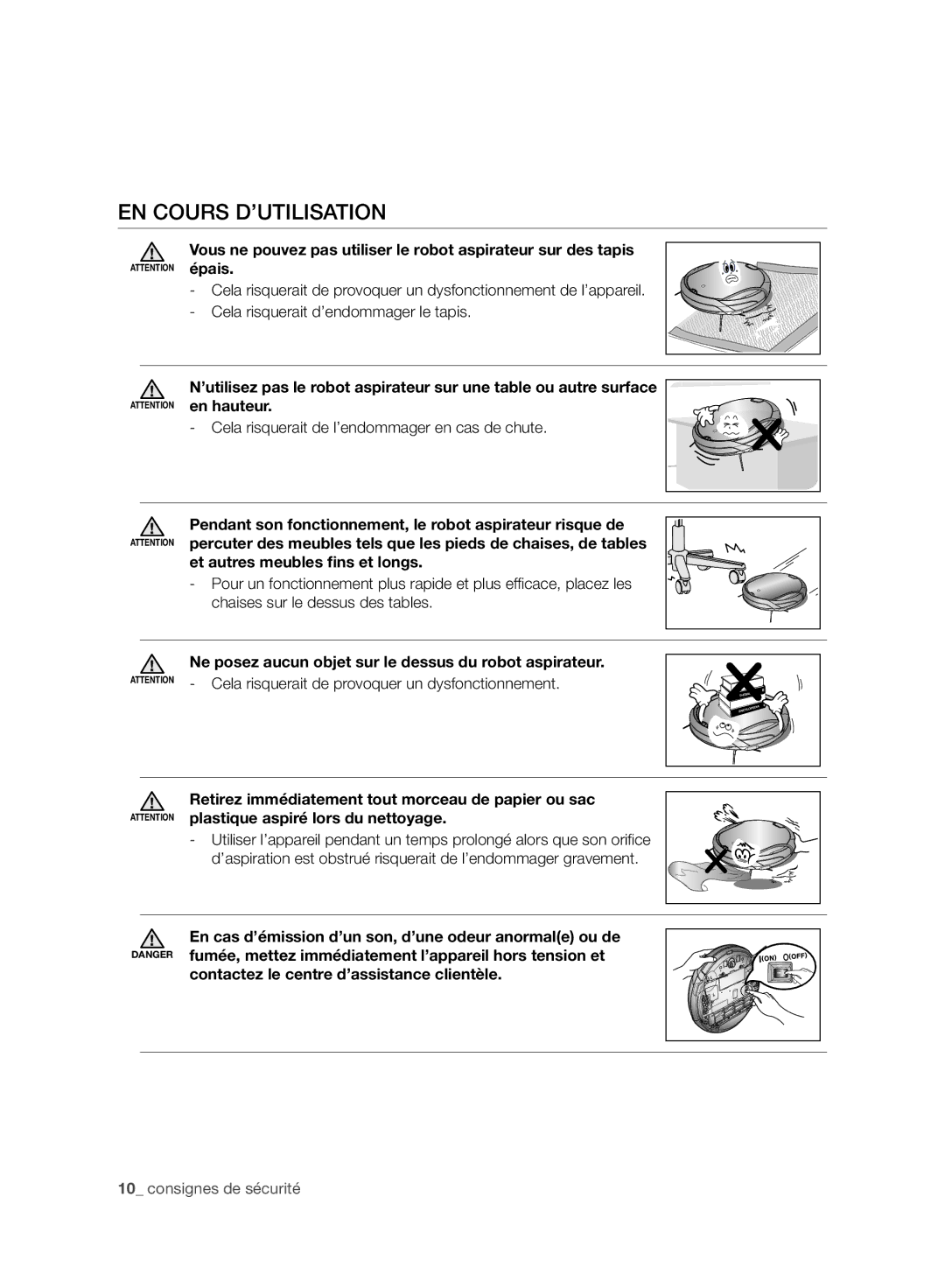 Samsung VCR8950L3B/XEF manual EN Cours D’UTILISATION, Cela risquerait de l’endommager en cas de chute 