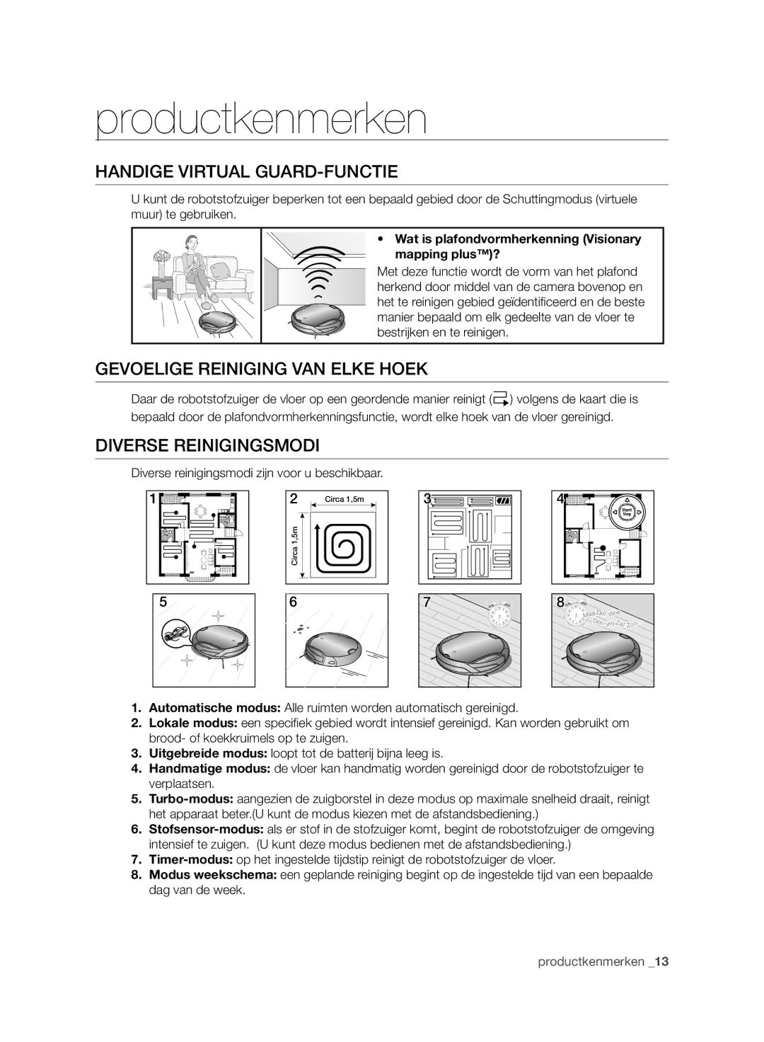 Samsung VCR8950L3B/XEF manual Productkenmerken, Handige Virtual GUARD-FUNCTIE, Gevoelige Reiniging VAN Elke Hoek 