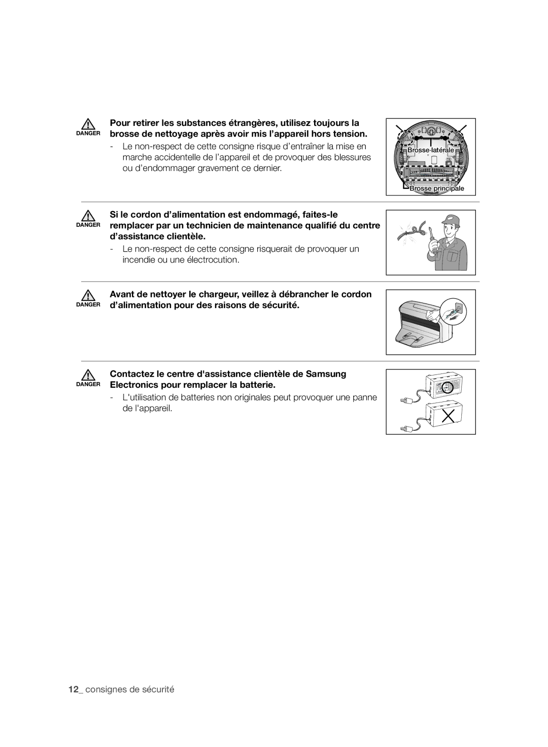 Samsung VCR8950L3B/XEF manual Si le cordon d’alimentation est endommagé, faites-le 