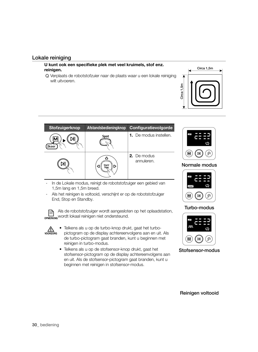 Samsung VCR8950L3B/XEF manual Lokale reiniging, Stofzuigerknop Afstandsbedieningknop Conﬁguratievolgorde 