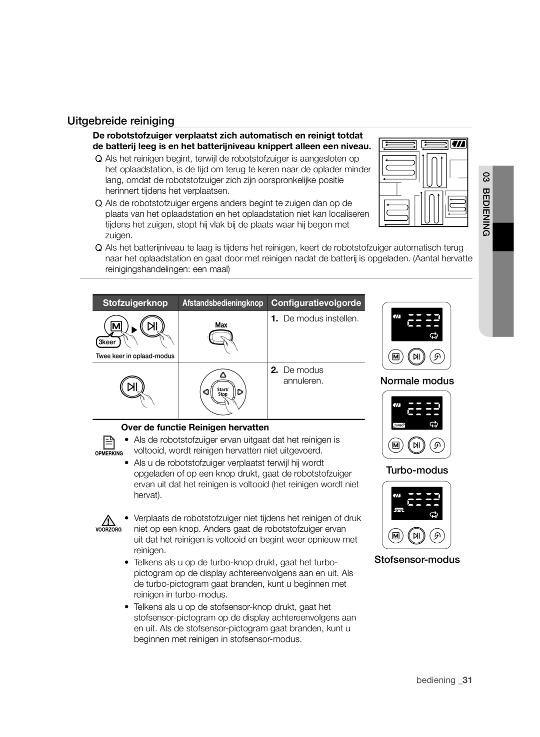 Samsung VCR8950L3B/XEF Uitgebreide reiniging, De modus, Annuleren, Voltooid, wordt reinigen hervatten niet uitgevoerd 