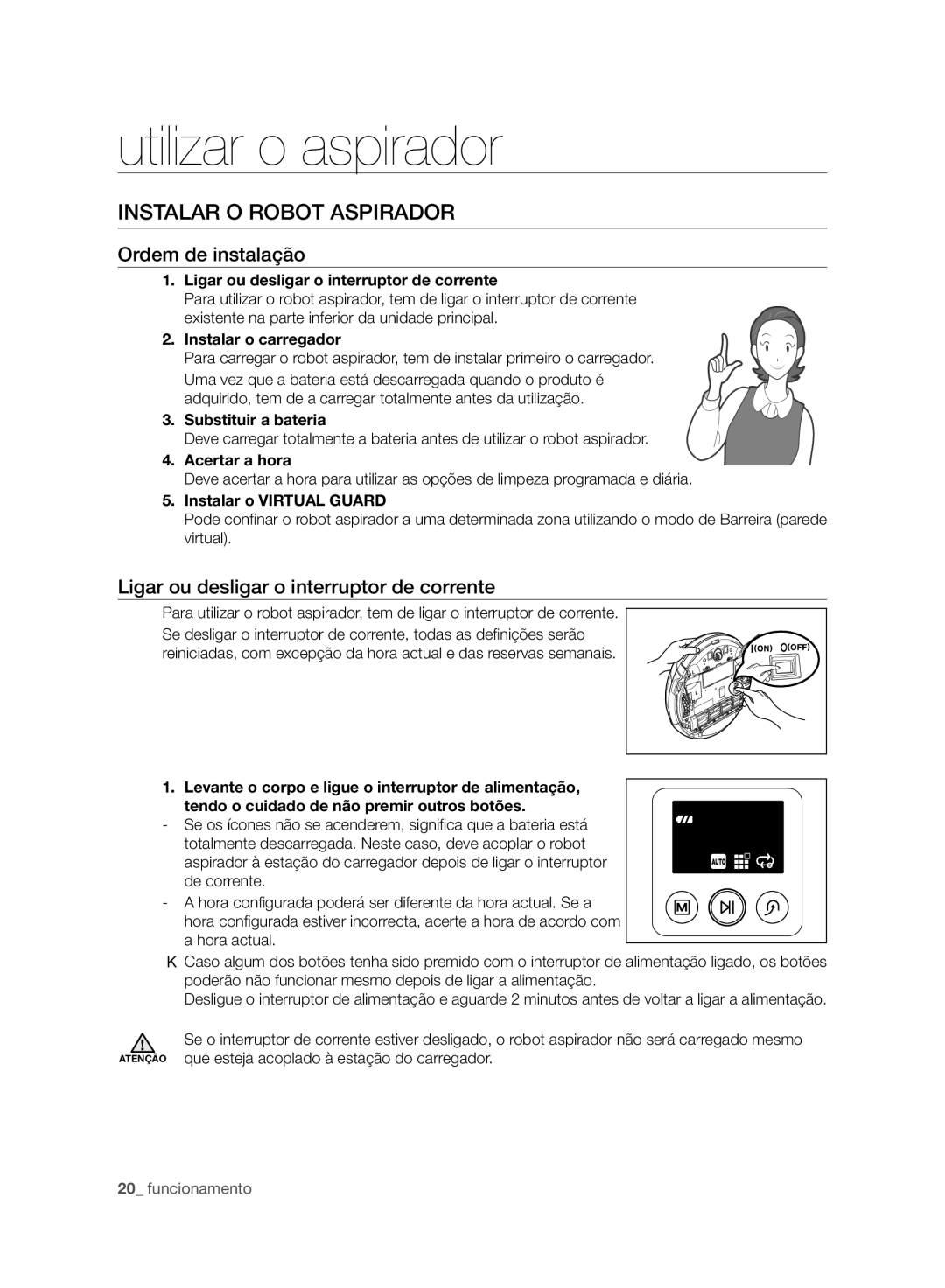 Samsung VCR8950L3B/XEF manual Utilizar o aspirador, Instalar O Robot Aspirador, Ordem de instalação 