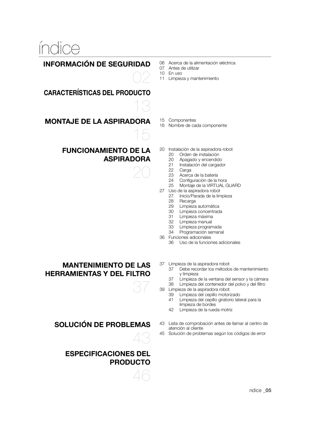 Samsung VCR8950L3B/XEF manual Índice, Información DE Seguridad 