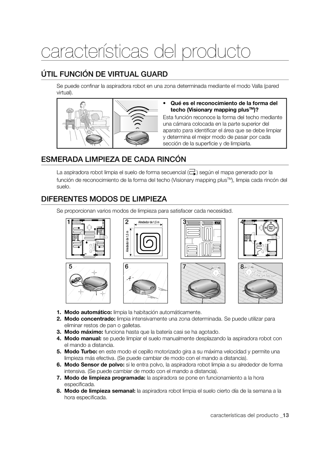 Samsung VCR8950L3B/XEF manual Características del producto, Útil Función DE Virtual Guard, Esmerada Limpieza DE Cada Rincón 