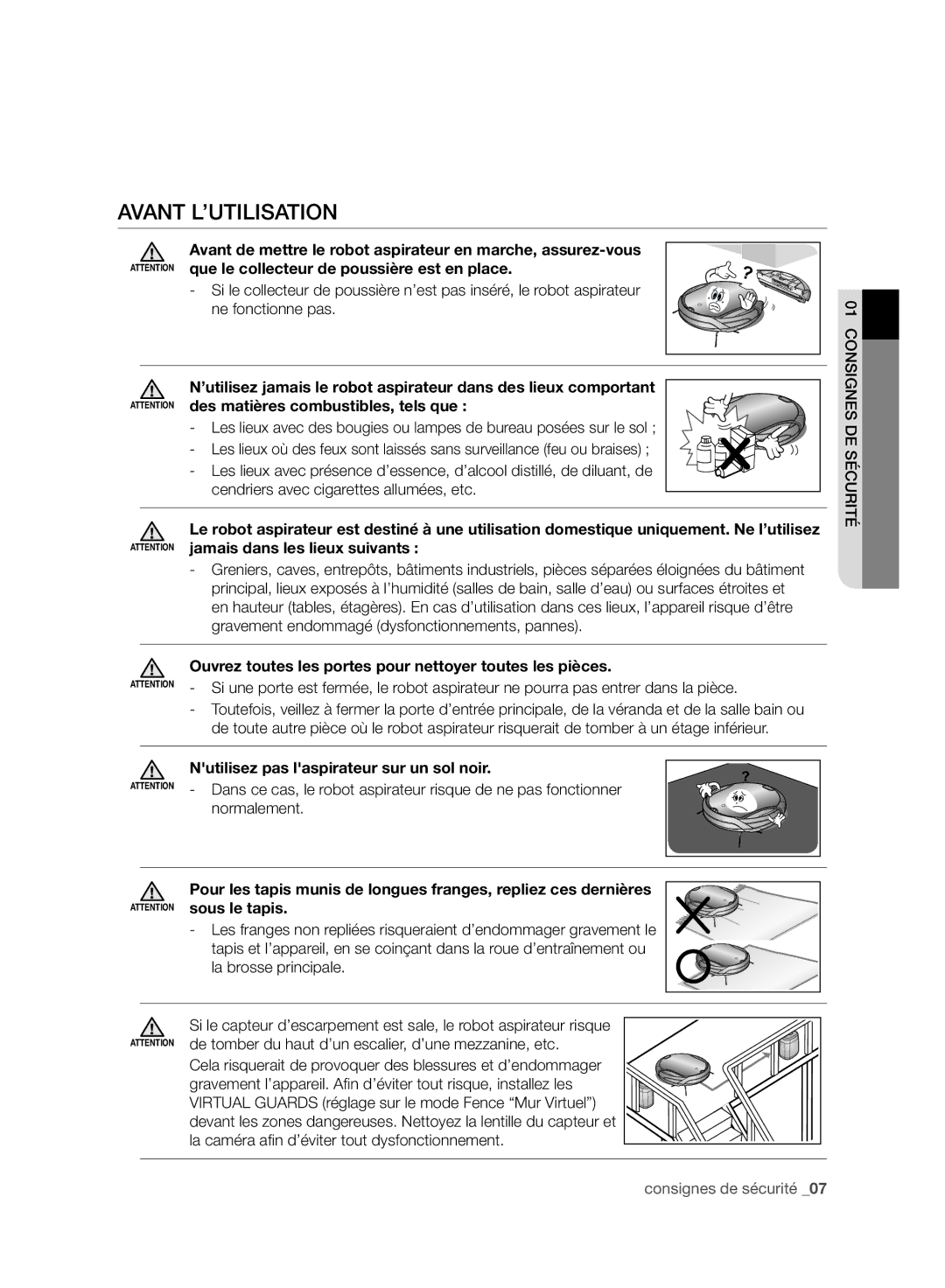 Samsung VCR8950L3B/XEF Avant L’UTILISATION, Des matières combustibles, tels que, Cendriers avec cigarettes allumées, etc 