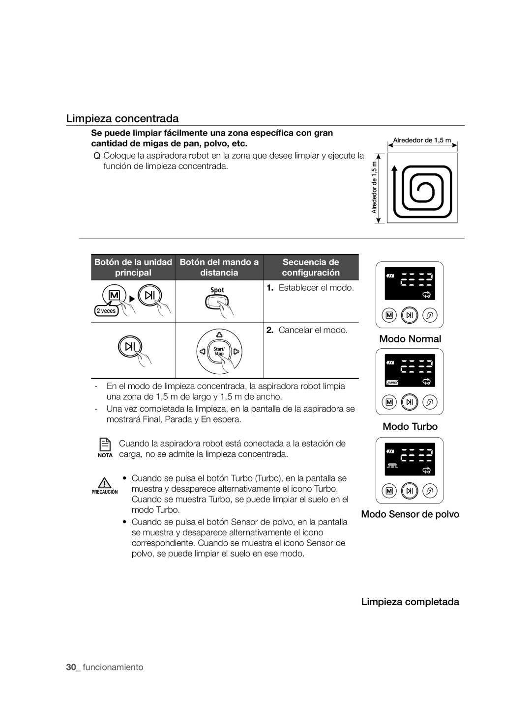 Samsung VCR8950L3B/XEF manual Limpieza concentrada, Modo Turbo 