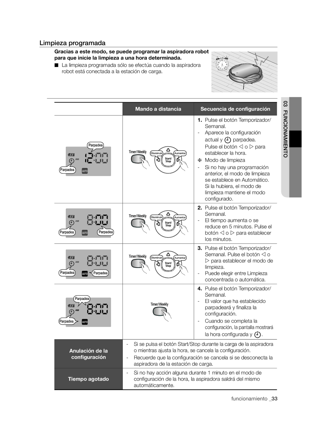 Samsung VCR8950L3B/XEF manual Limpieza programada 