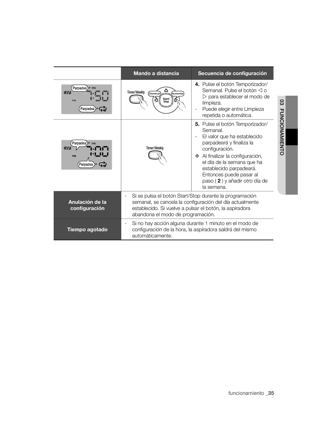 Samsung VCR8950L3B/XEF Repetida o automática, El día de la semana que ha, Establecido parpadeará, Entonces puede pasar al 