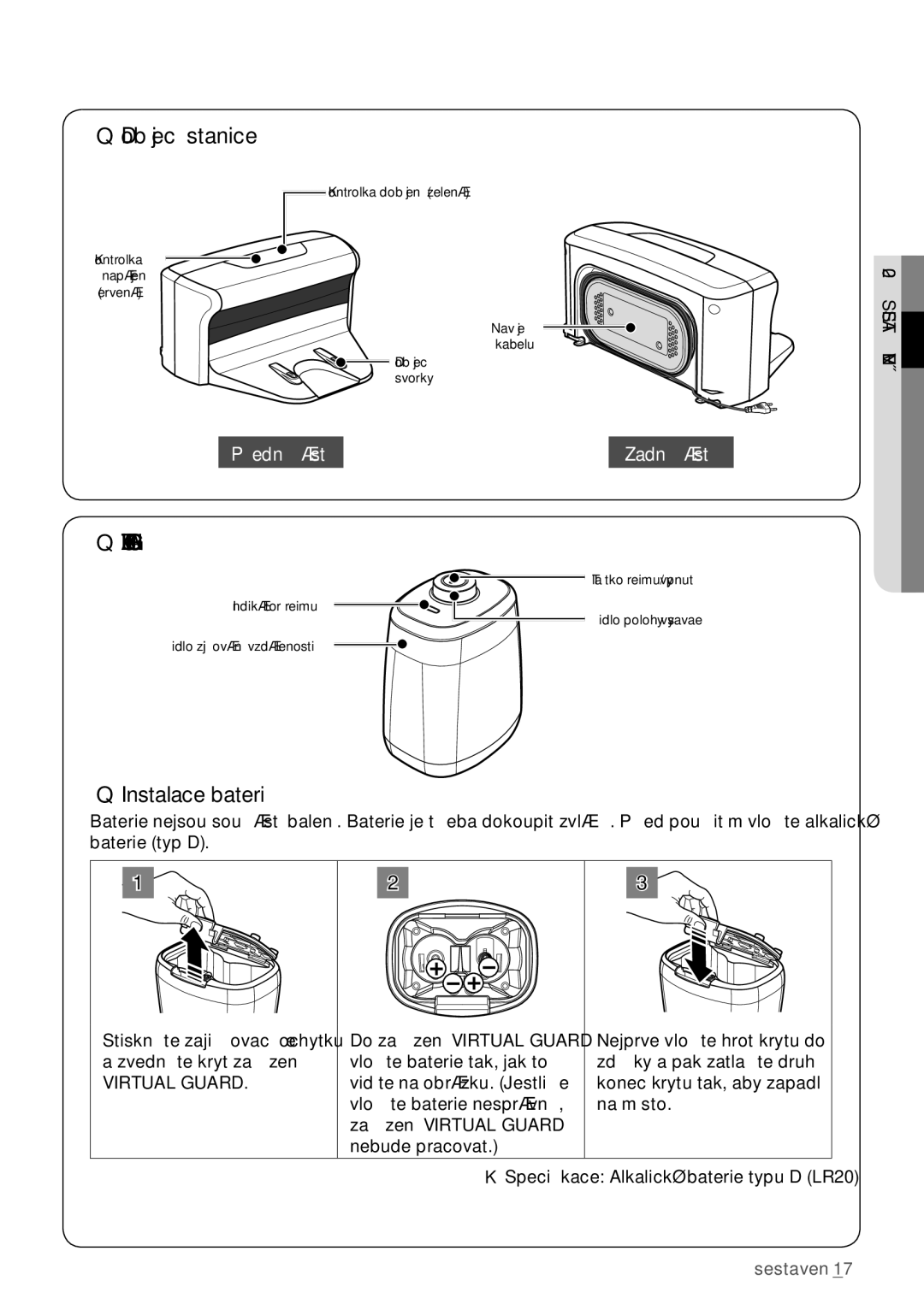 Samsung VCR8950L3B/XEO manual Instalace baterií 