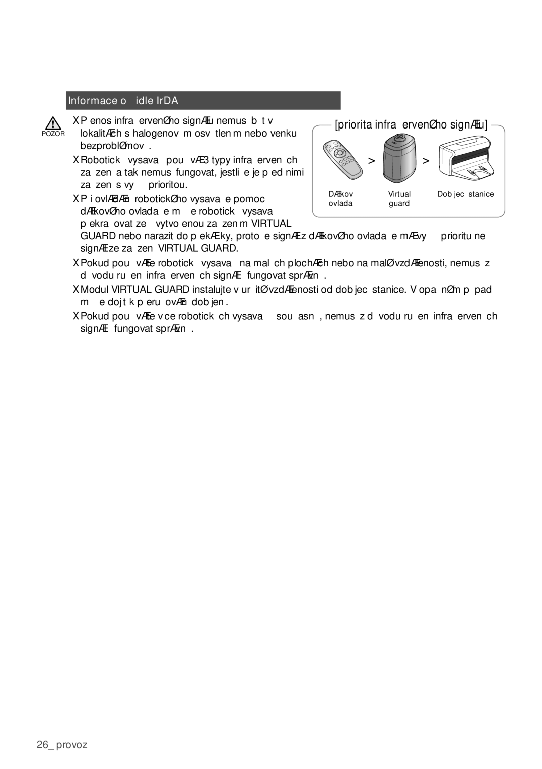 Samsung VCR8950L3B/XEO manual Informace o čidle IrDA 