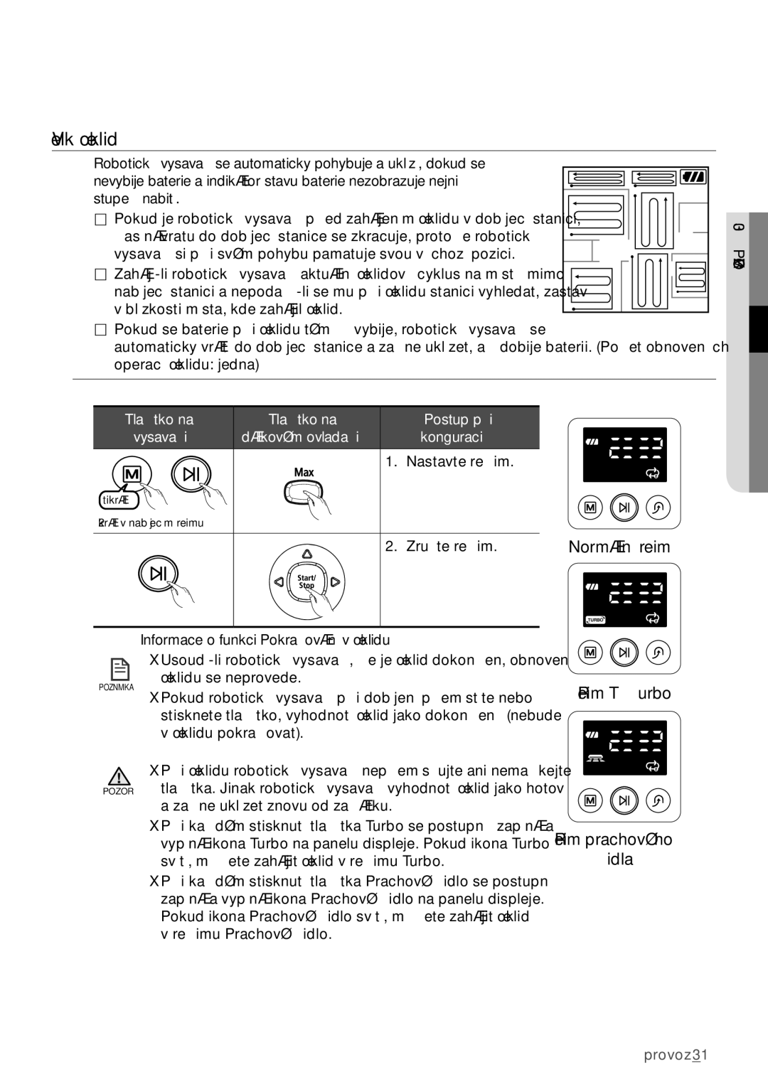 Samsung VCR8950L3B/XEO manual Velký úklid, Zrušte režim Normální režim 