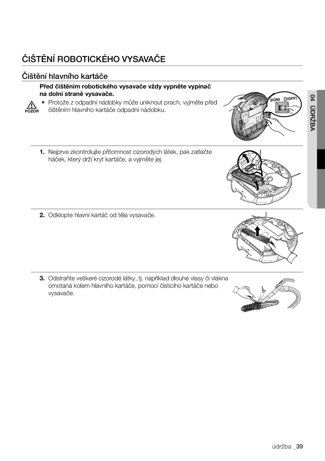 Samsung VCR8950L3B/XEO manual Čištění hlavního kartáče 