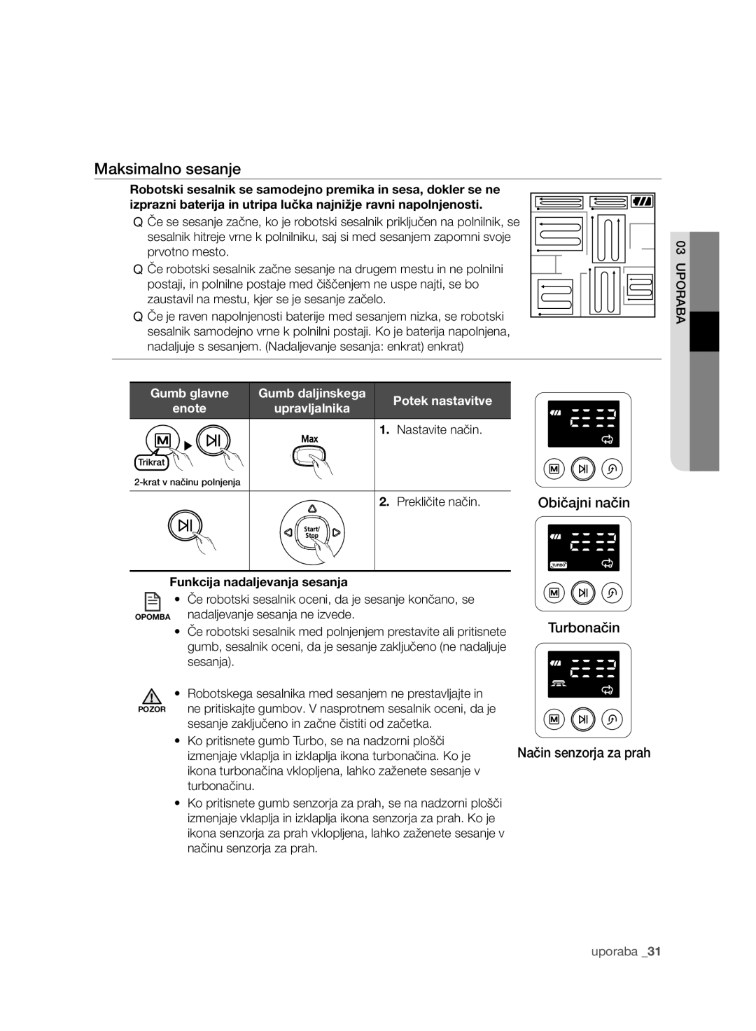 Samsung VCR8950L3B/XEF, VCR8950L3B/XET, VCR8950L3B/XEG, VCR8950L3B/XEO manual Maksimalno sesanje, Prekličite način 