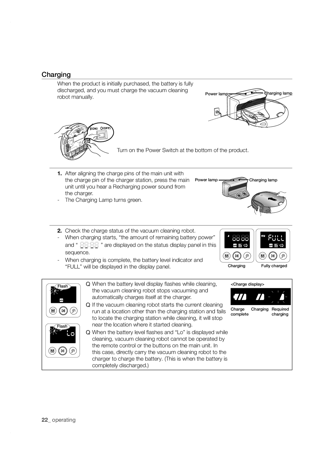 Samsung VCR8950L3B/XEO, VCR8950L3B/XET, VCR8950L3B/XEG, VCR8950L3B/XEF manual Charging 