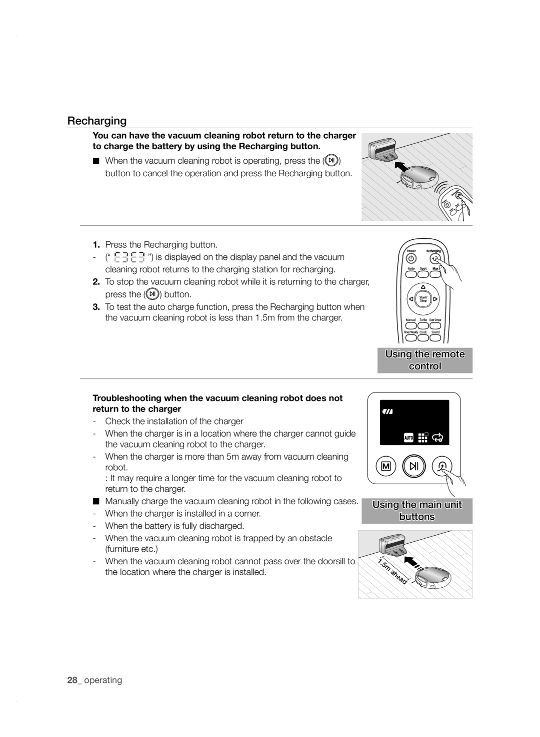 Samsung VCR8950L3B/XET, VCR8950L3B/XEG, VCR8950L3B/XEO, VCR8950L3B/XEF manual Recharging 