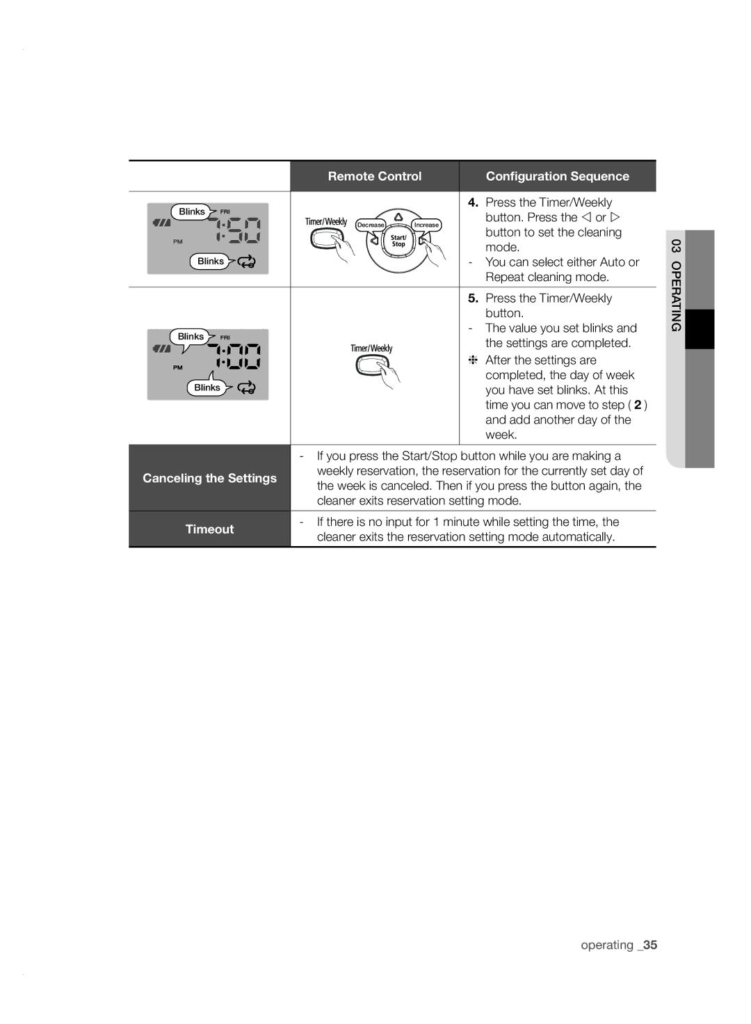 Samsung VCR8950L3B/XEF manual Repeat cleaning mode, Value you set blinks, Settings are completed, After the settings are 