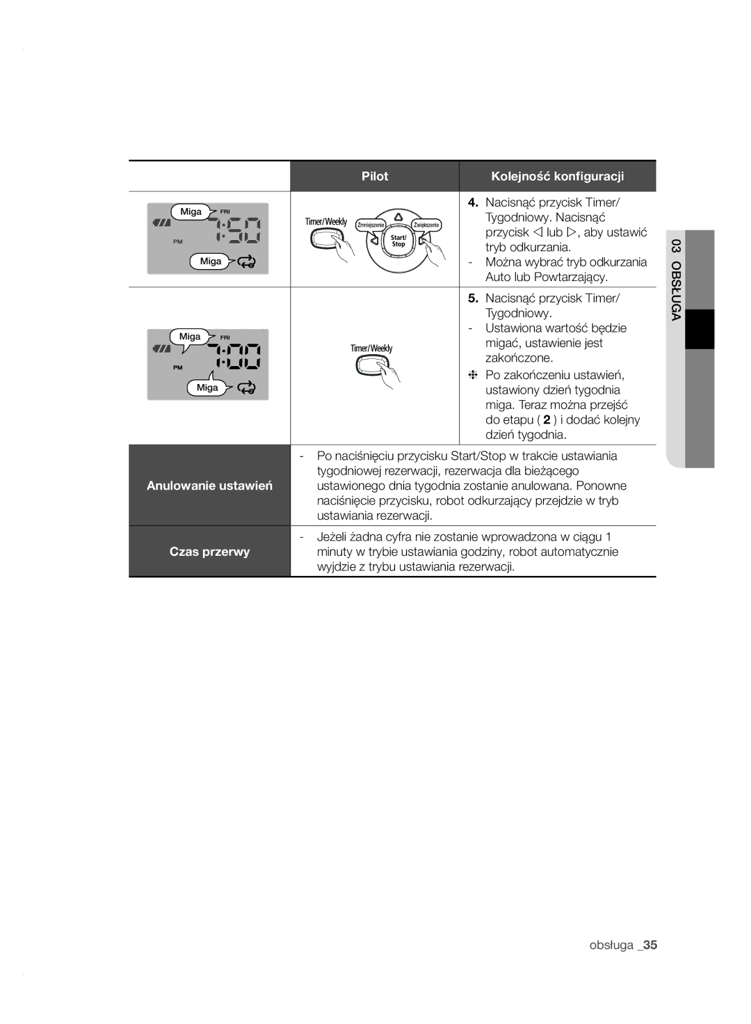 Samsung VCR8950L3B/XEF manual Auto lub Powtarzający, Ustawiona wartość będzie, Ustawiony dzień tygodnia, Dzień tygodnia 