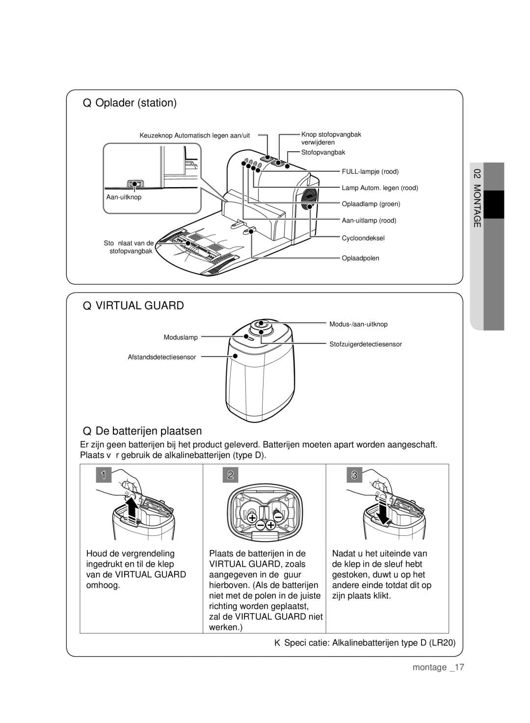 Samsung VCR8980L3K/XEO, VCR8980L3K/XEF manual De batterijen plaatsen 