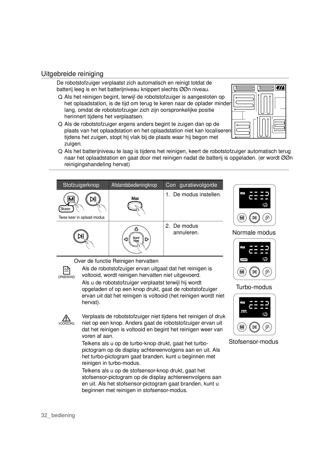 Samsung VCR8980L3K/XEF Uitgebreide reiniging, De modus, Annuleren, Voltooid, wordt reinigen hervatten niet uitgevoerd 