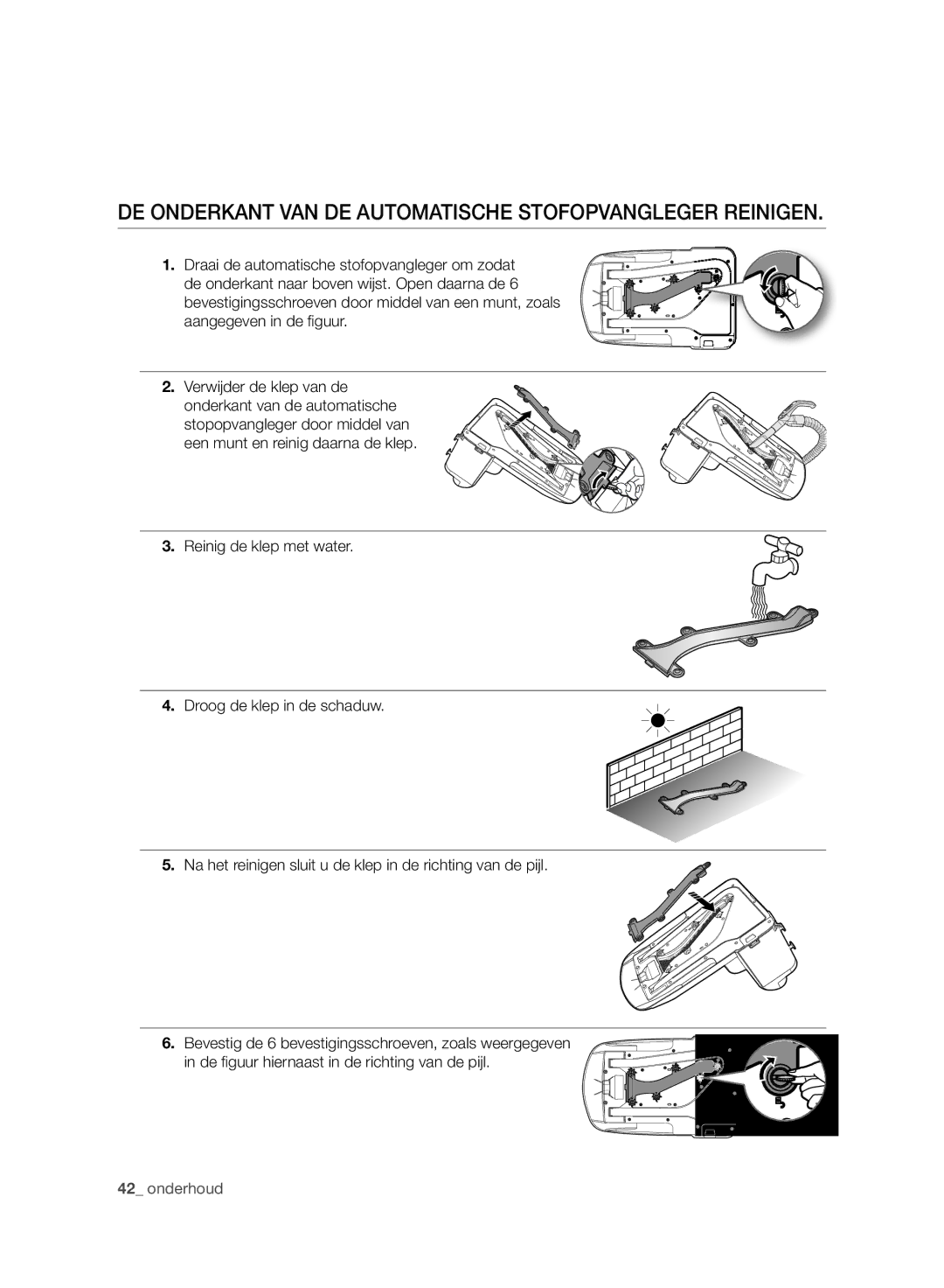 Samsung VCR8980L3K/XEF, VCR8980L3K/XEO manual DE Onderkant VAN DE Automatische Stofopvangleger Reinigen 