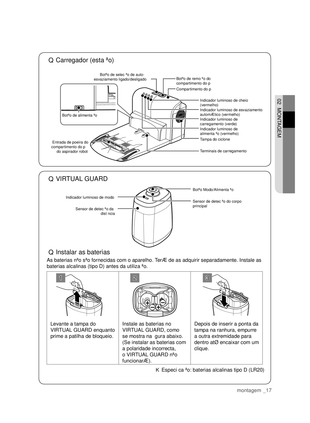 Samsung VCR8980L3K/XEO, VCR8980L3K/XEF manual Instalar as baterias 