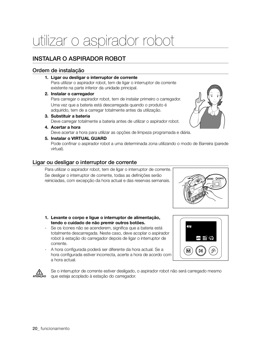 Samsung VCR8980L3K/XEF, VCR8980L3K/XEO manual Utilizar o aspirador robot, Instalar O Aspirador Robot, Ordem de instalação 