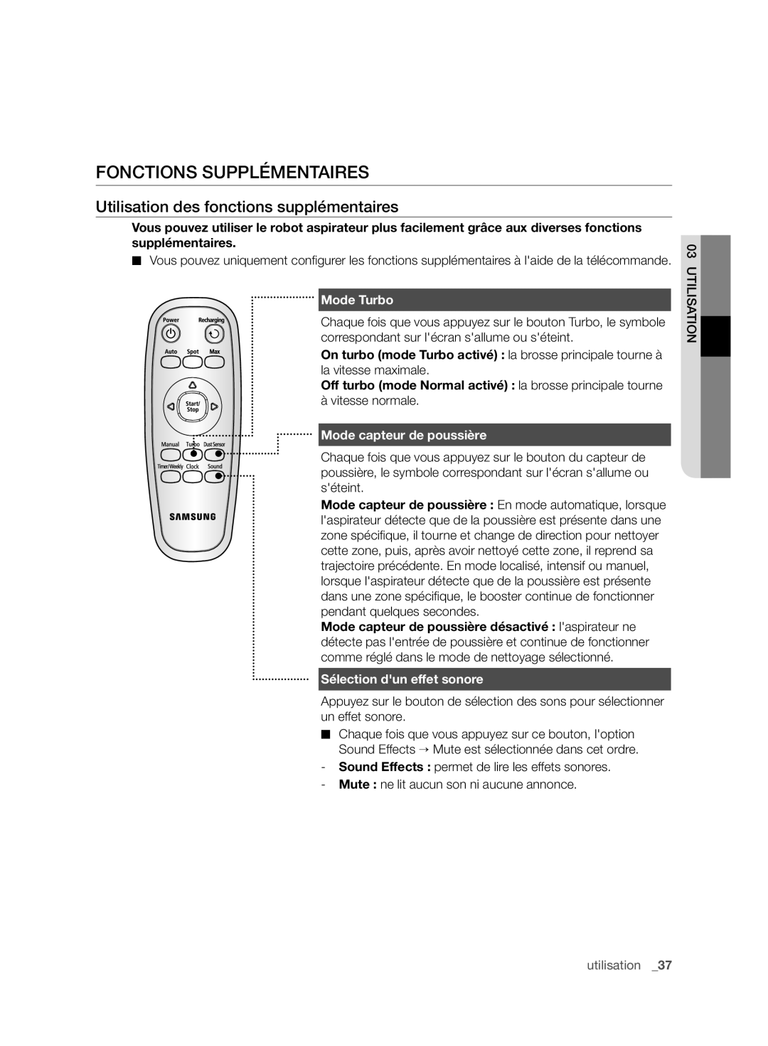 Samsung VCR8980L3K/XEO, VCR8980L3K/XEF Fonctions Supplémentaires, Utilisation des fonctions supplémentaires, Mode Turbo 