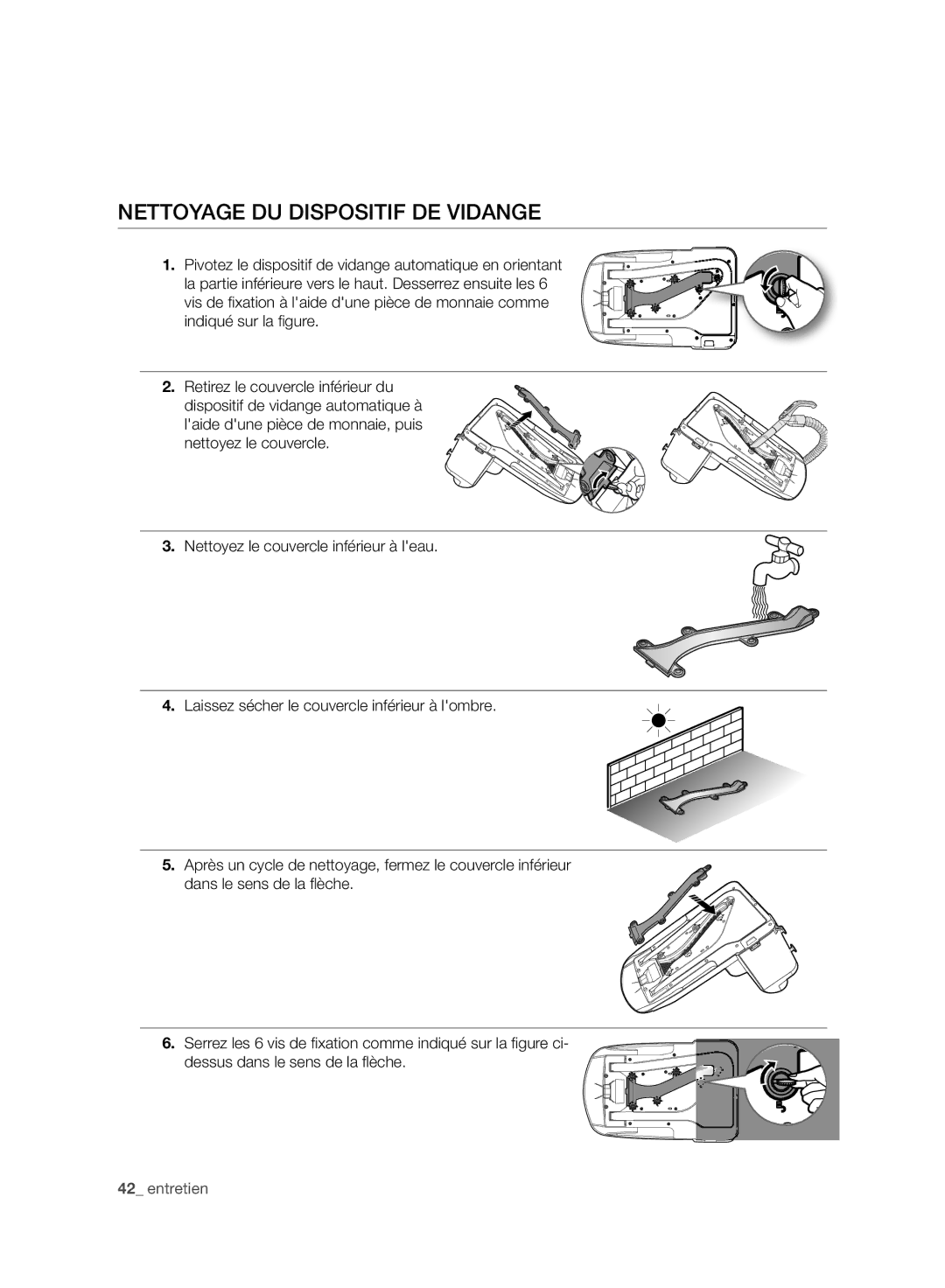 Samsung VCR8980L3K/XEF, VCR8980L3K/XEO manual Nettoyage DU Dispositif DE Vidange 